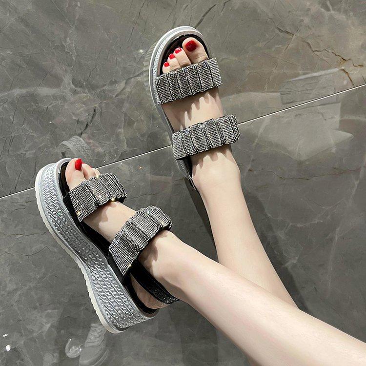 Cool Platform Crystals Heightening Sandals