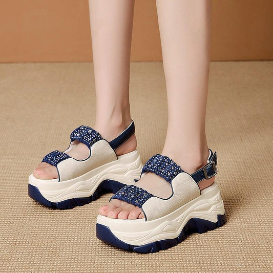 Comfy Platform Leather Bling sandals