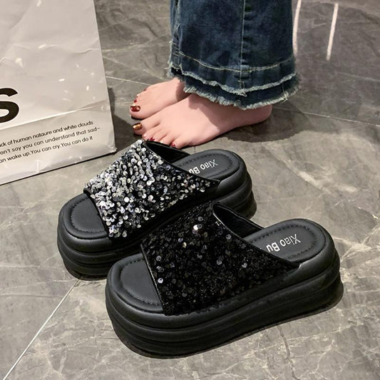 Elegant Bling Platform Slippers