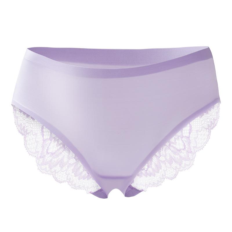 Ice Silk Lace Patchwork Seamless Gynecological Panties