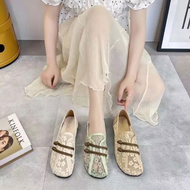 Sheer Floral Slip-On Soft Shoes
