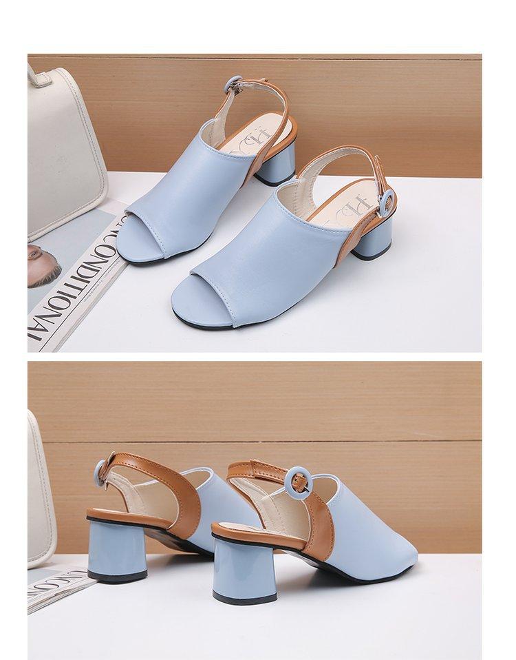 Elegant Mid-Heel Roman Leather Fish Mouth Sandals