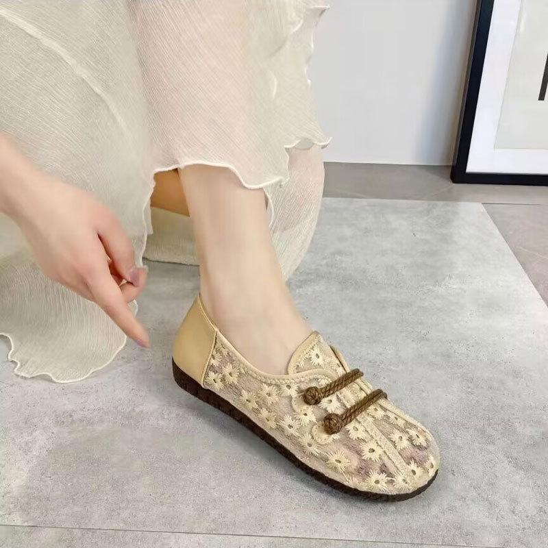 Sheer Floral Slip-On Soft Shoes