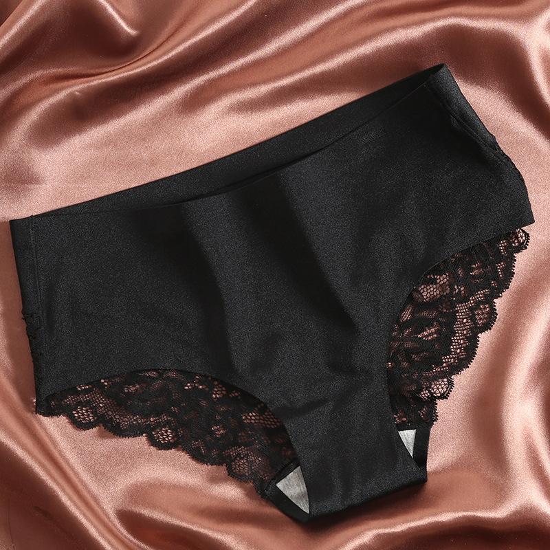 Ice Silk Lace Patchwork Seamless Gynecological Panties