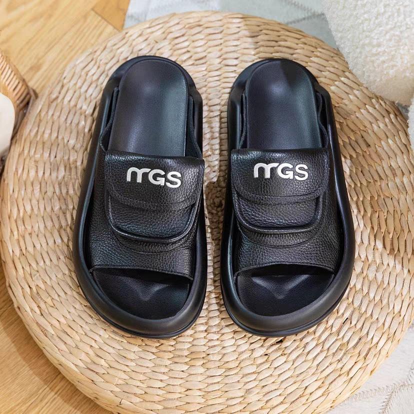 Rubber Genuine Leather Soft Flat Sandals