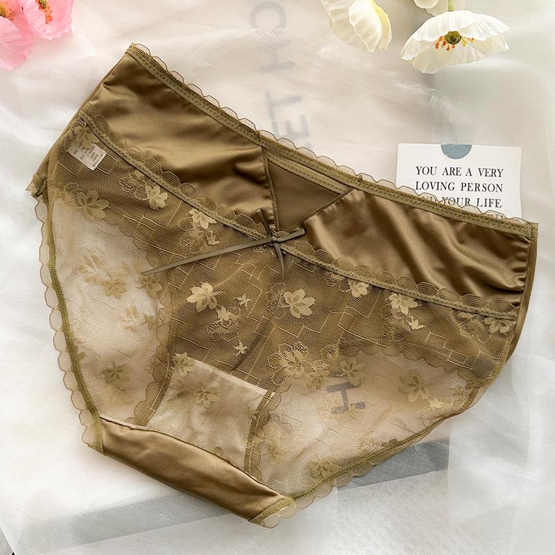 Satin Patchwork Lace Gynecological Panties