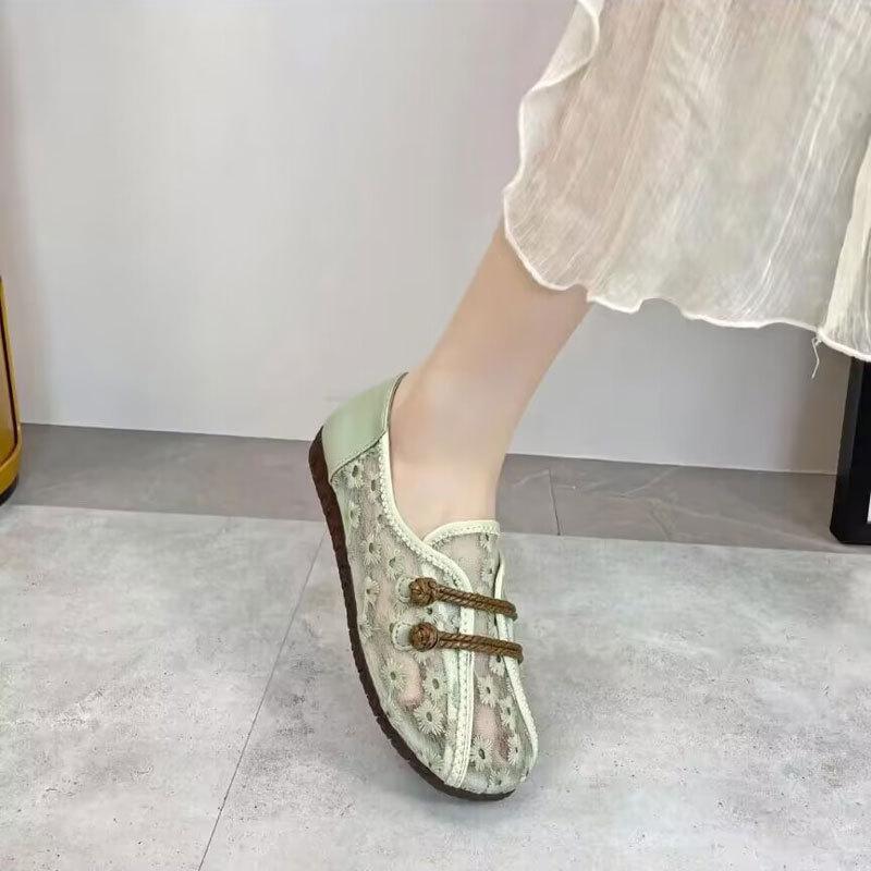 Sheer Floral Slip-On Soft Shoes