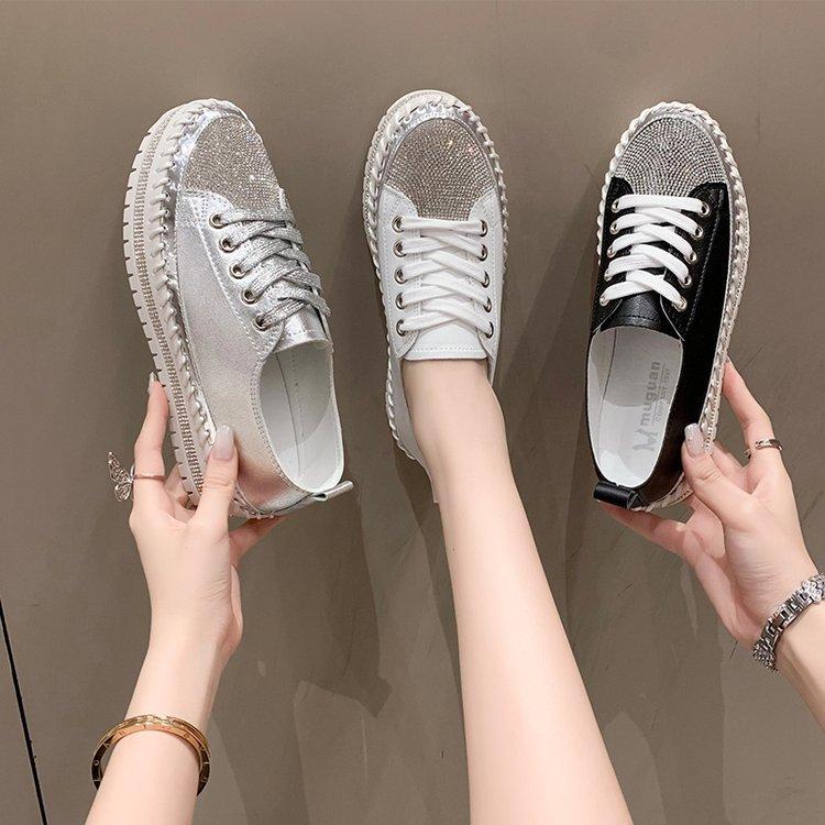 Crystals Bling Leather Round Toe Shoes