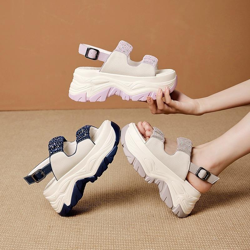 Comfy Platform Leather Bling sandals