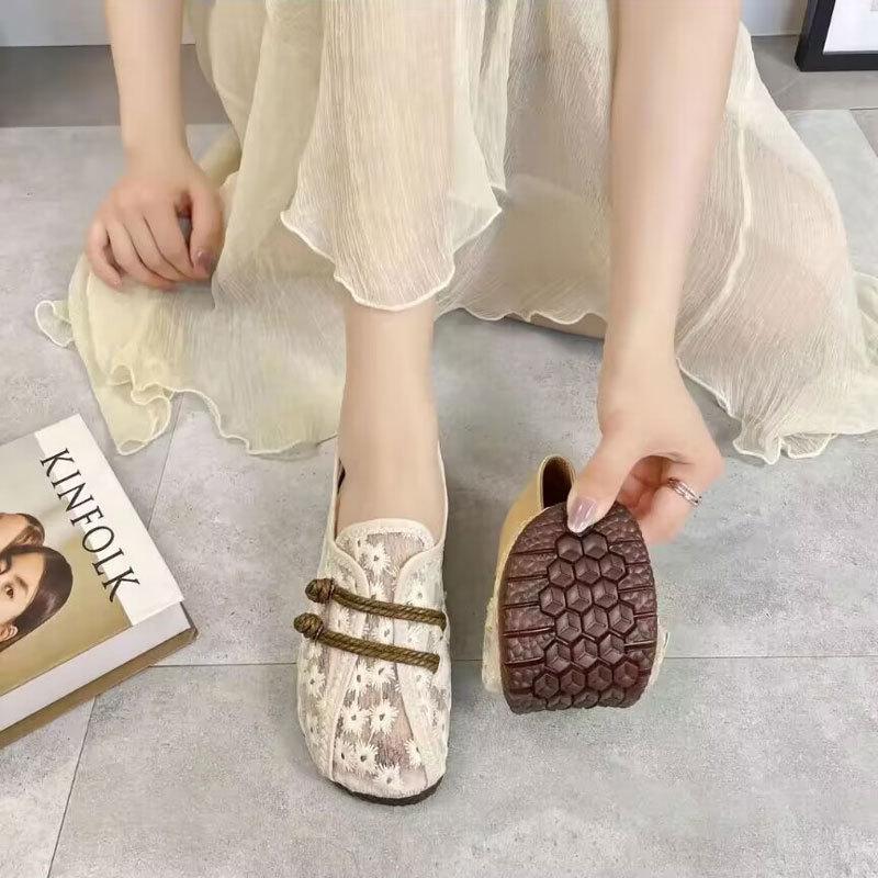 Sheer Floral Slip-On Soft Shoes
