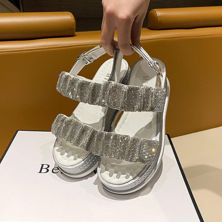 Cool Platform Crystals Heightening Sandals