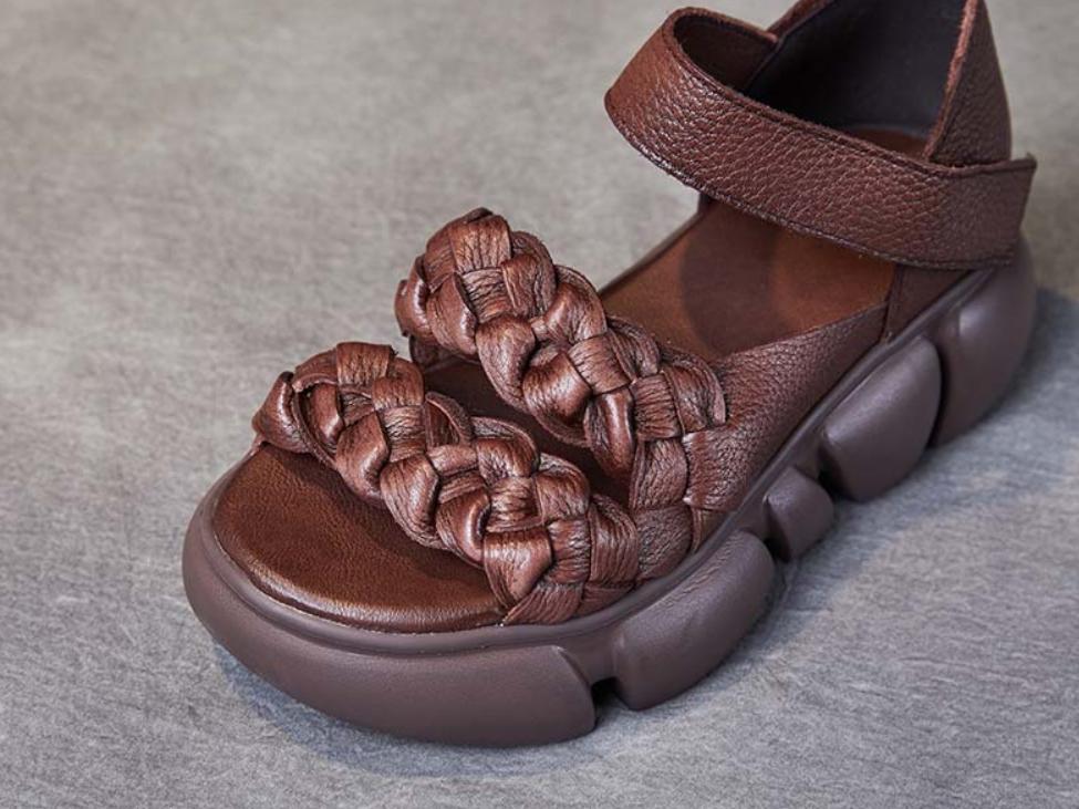 Handmade Woven Versatile Leather Soft Retro Sandals