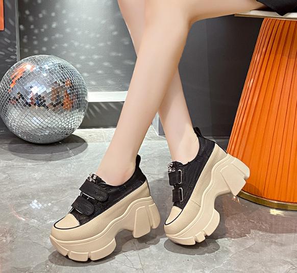 Denim Velcro Thick-Sole Casual Shoes