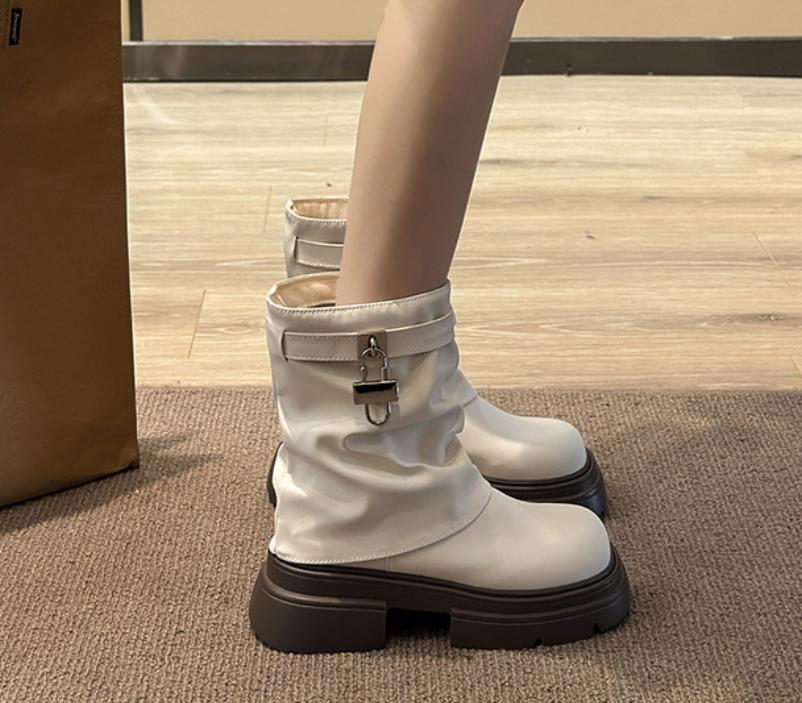 Stacking Metallic Square Toe Classic Boots