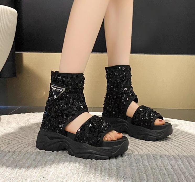 Sequins Chunky Boots