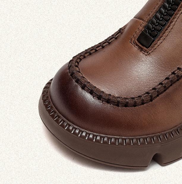 Warm Comfy Leather Zipper Boots