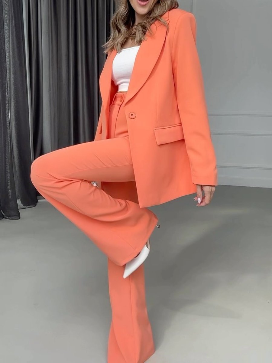 Solid Color Casual Pants 2pc Set