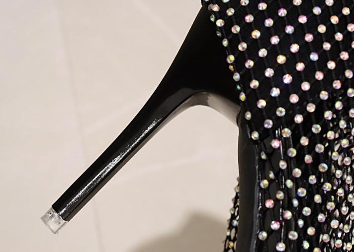 Bling Rhinestone Mesh High Heels Shoes