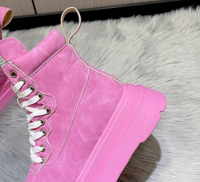 Vintage Bright Lace-Up Short Boots