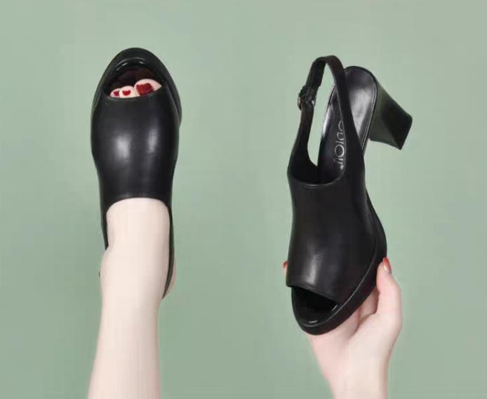 Fish Mouth Block Elegant High Heels Sandals