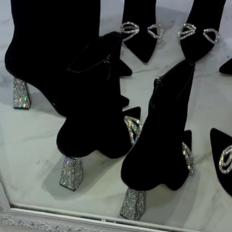 Stylish Rhinestone Elastic Boots