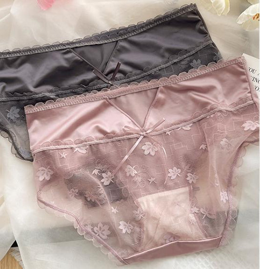 Satin Patchwork Lace Gynecological Panties
