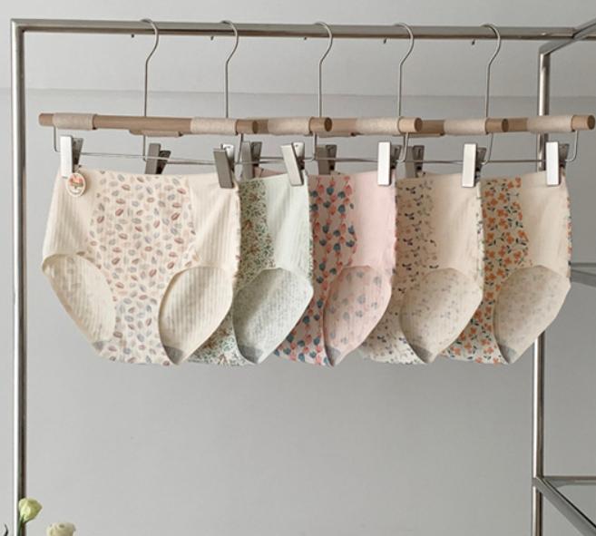Flower Ribbing Antibacterial Gynecological Panties