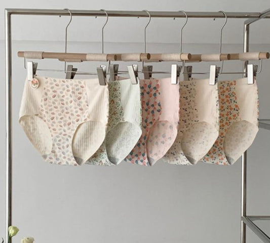 Flower Ribbing Antibacterial Gynecological Panties