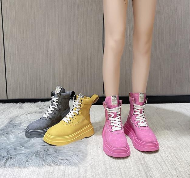 Vintage Bright Lace-Up Short Boots