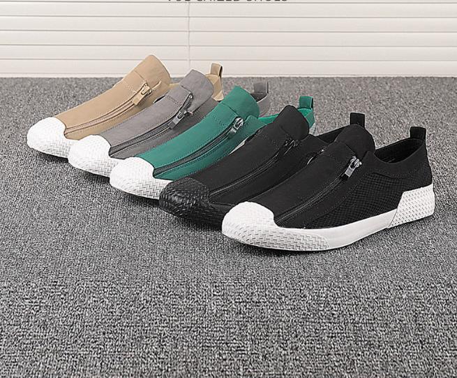 Sheer Zipper Breathable Canvas Shoes