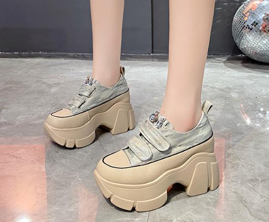 Denim Velcro Thick-Sole Casual Shoes