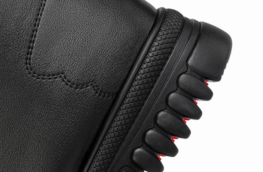 Black High Quality Leather Warm Non-Slip Shoes