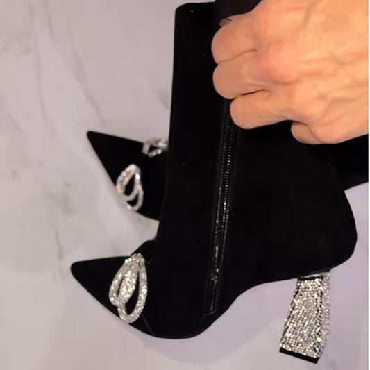 Stylish Rhinestone Elastic Boots