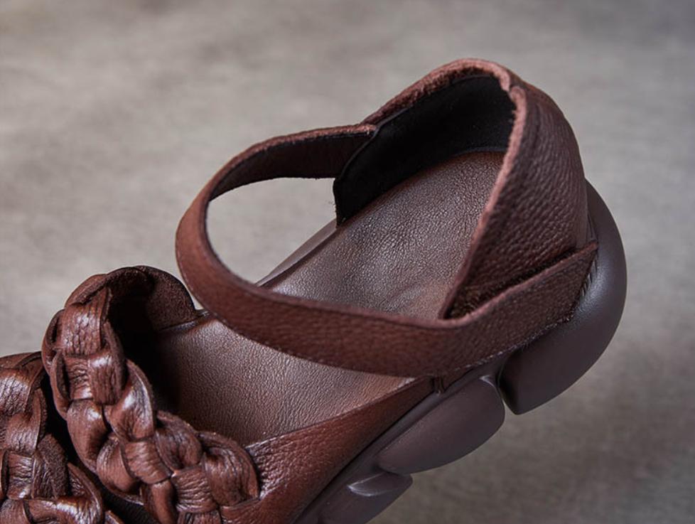 Handmade Woven Versatile Leather Soft Retro Sandals