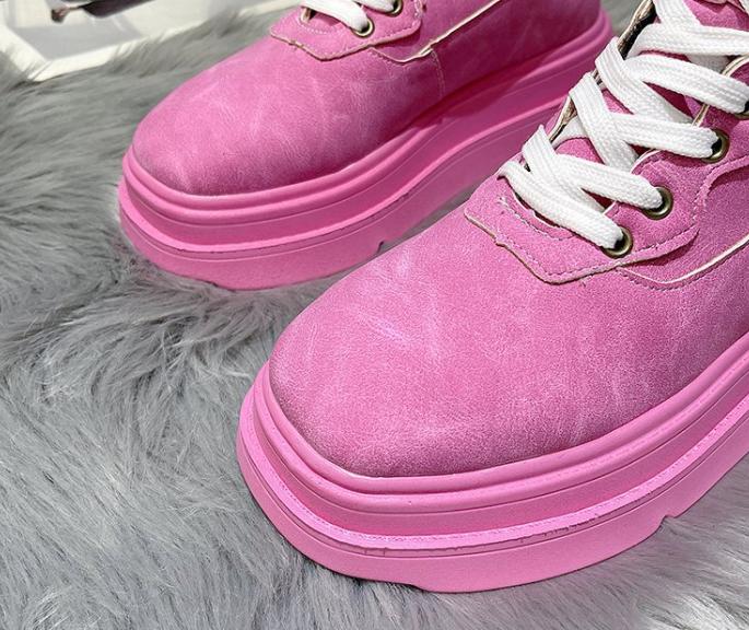 Vintage Bright Lace-Up Short Boots