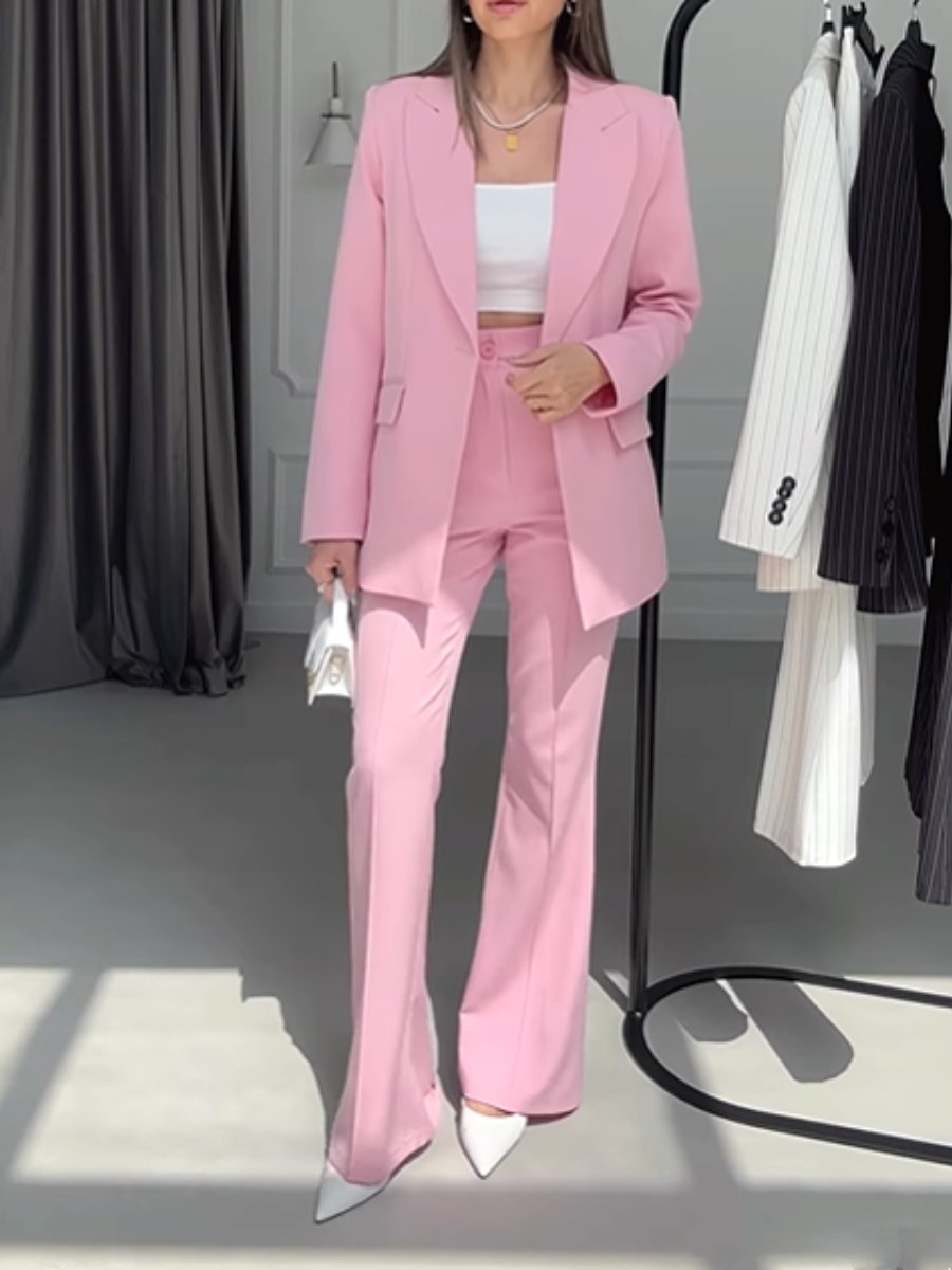 Solid Color Casual Pants 2pc Set