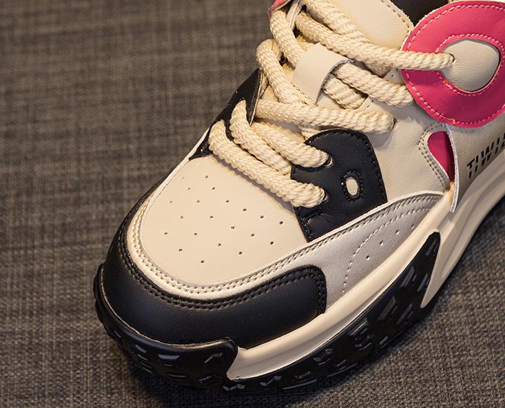 Mixed Color Leather Casual Sneakers