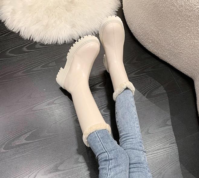 Solid Color Fur Fleece Lined Waterproof Snow Boots