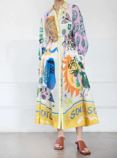 Soleil Patchwork Midi Dress