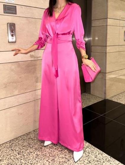 Green Silk Casual Two Piece Set