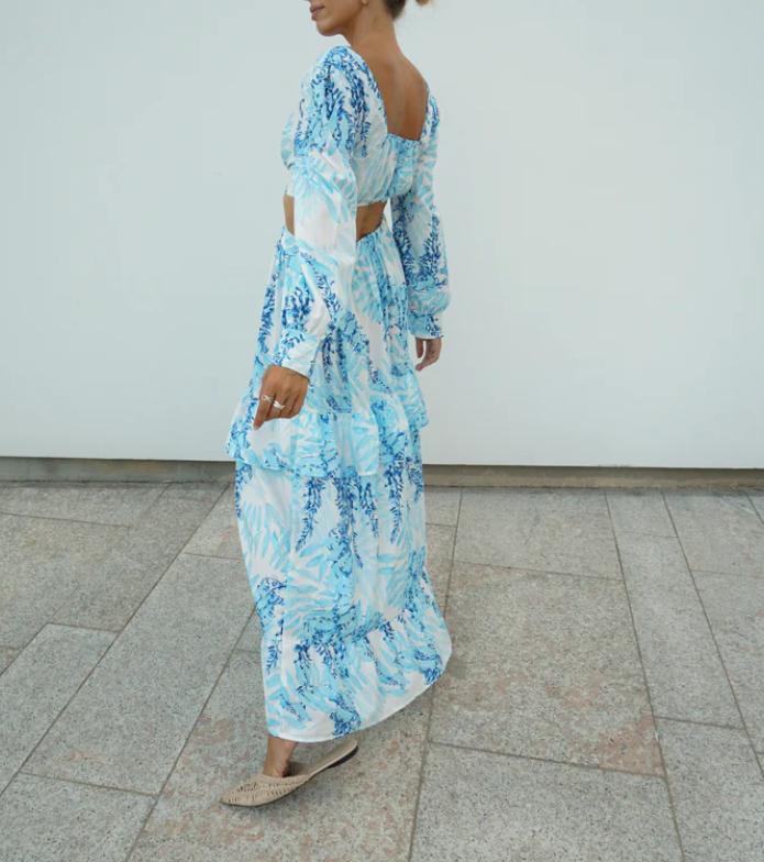 Printed V-neck Sexy Maxi Dress