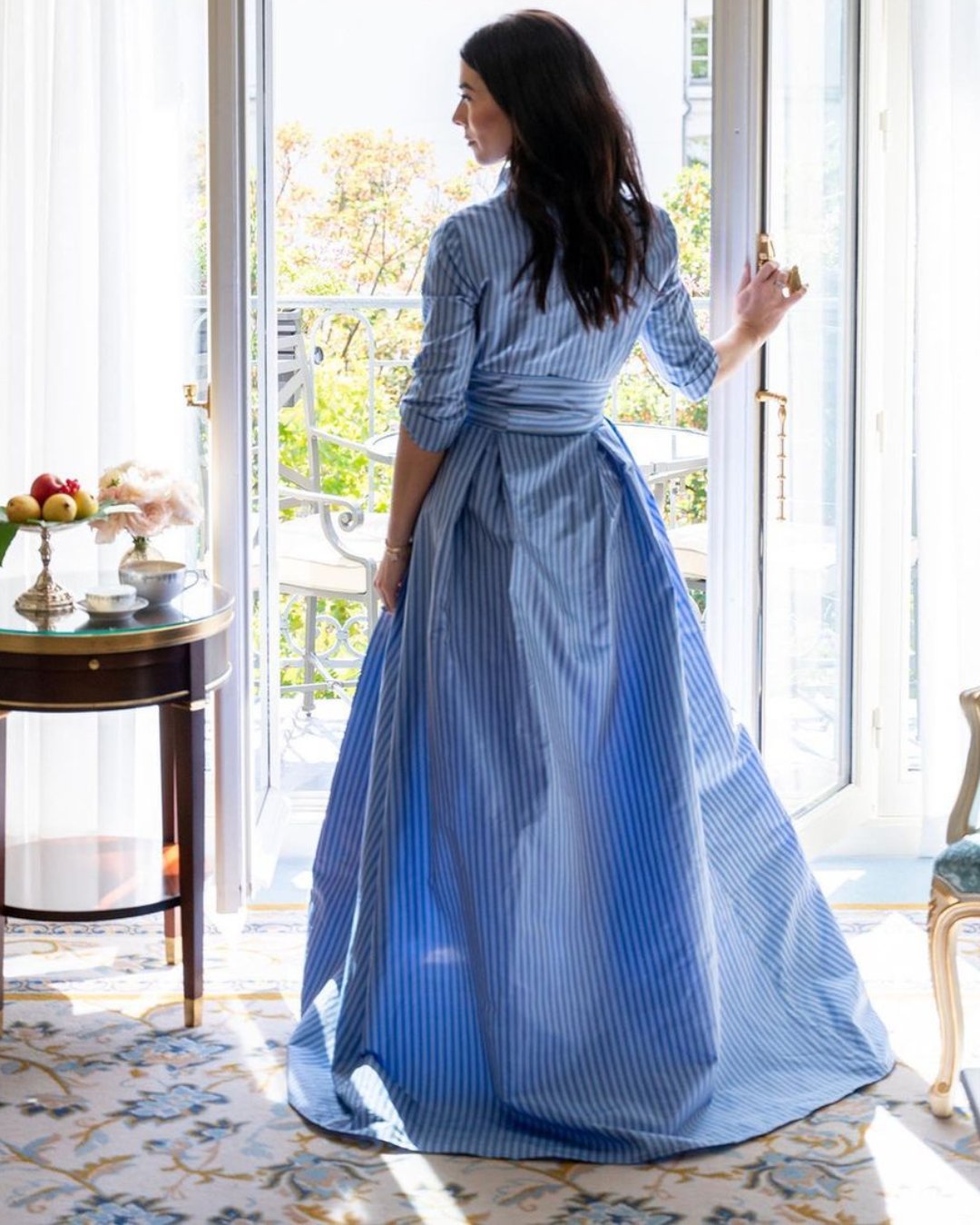 Striped Strappy Shirt Maxi Dress