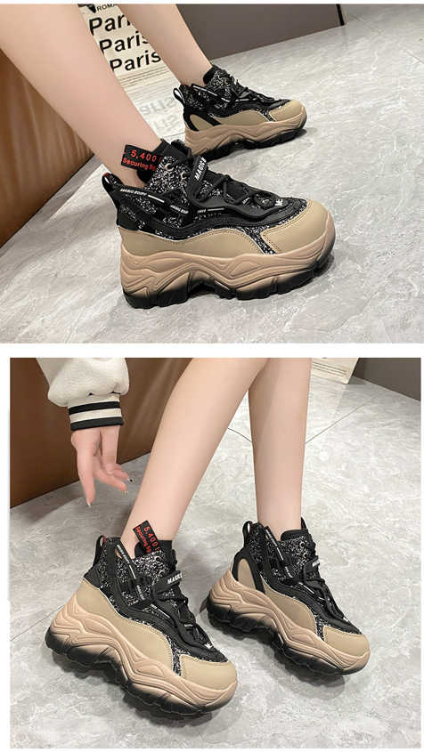 Elegant Leather Wedge Fashionable Sneakers