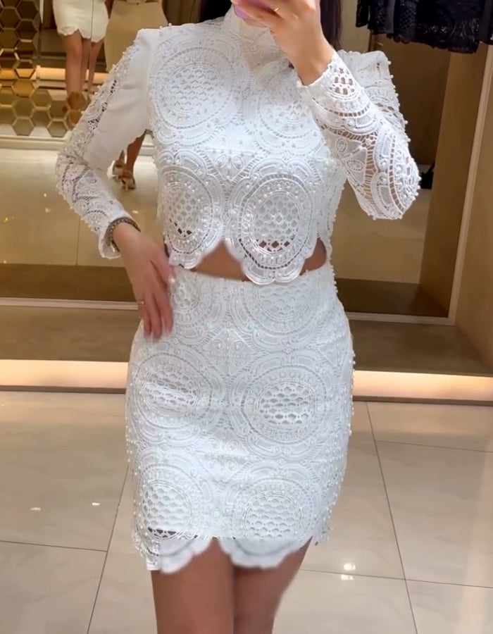 White Lace Suit Dress