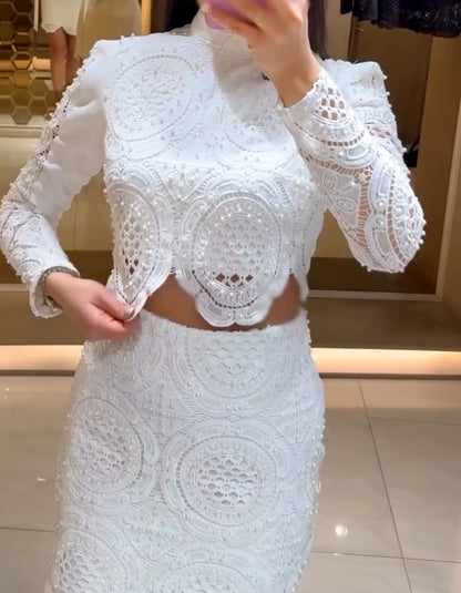 White Lace Suit Dress