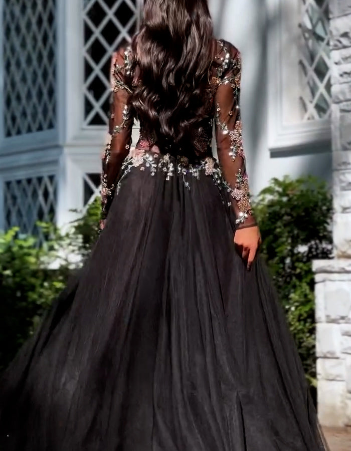 Black Embroidered Maxi Dress