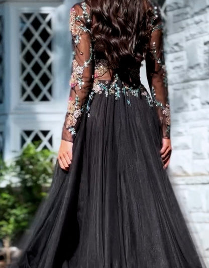 Black Embroidered Maxi Dress