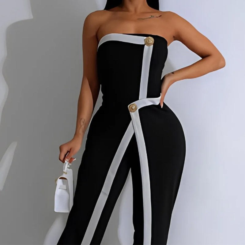 Patchwork Sleeveless Jumpsuit