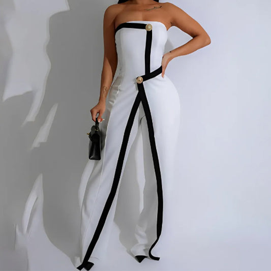 Patchwork Sleeveless Jumpsuit