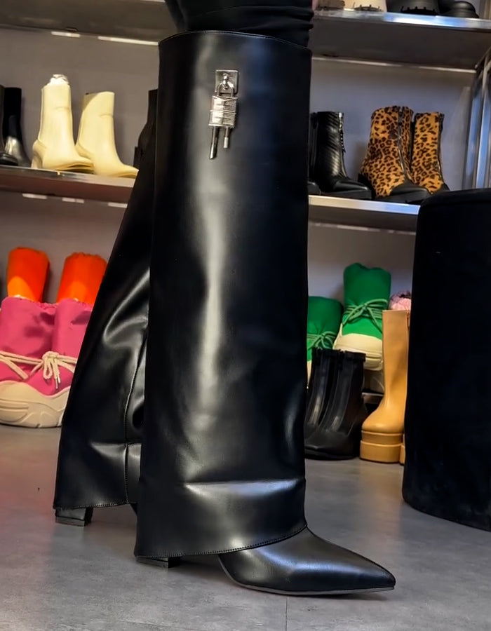 Solid-Color Mid-Calf Boots